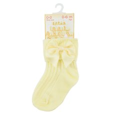 S123-LEM: Lemon Ankle Socks w/Large Bow (0-24 Months)